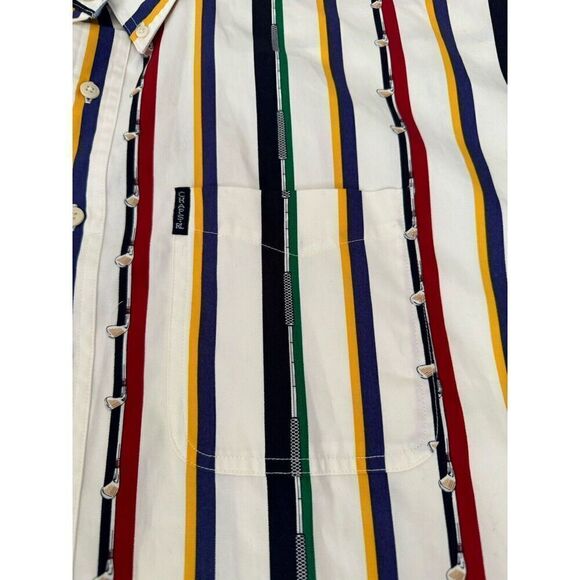 Vtg Chaps Ralph Lauren Golf Club Vertical Striped Button Up Shirt Men's XL - Picture 8 of 9